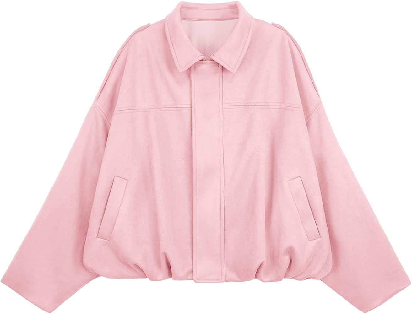 Womens Bomber Jacket Faux Suede Casual Cropped Pilot Coat Lapel Collar Causal Oversized Trendy Ou... | Amazon (US)