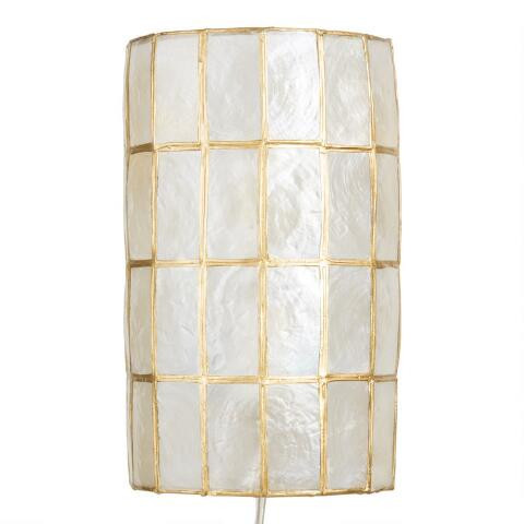 Gold Capiz Cylinder Wall Sconce | World Market