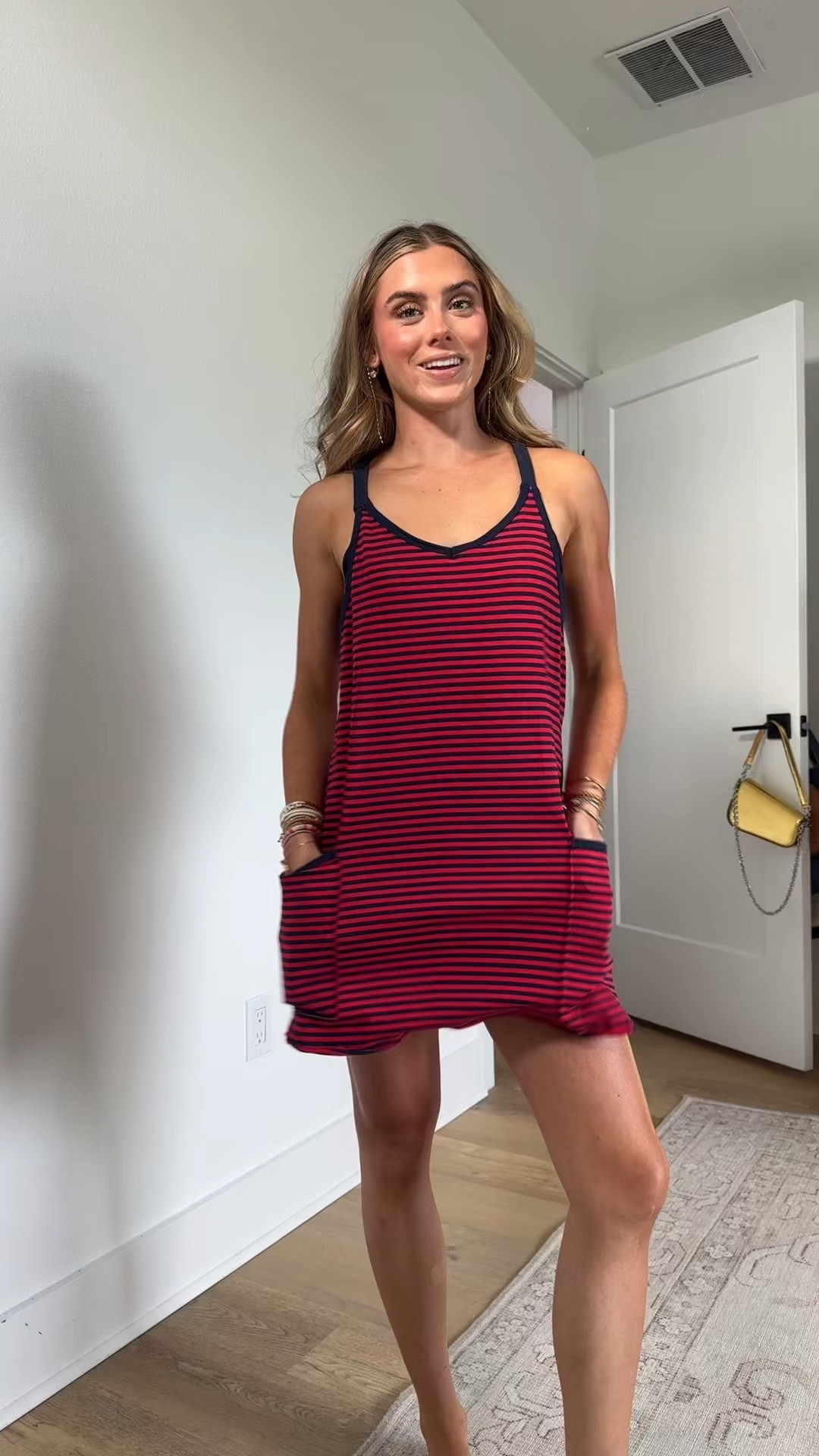 Amazon size XS Zhiyouni Women's Summer Athletic Mini Dress Sleeveless V Neck Built-in Shorts Striped Tennis Workout Vacation

#LTKootd #LTKSaleAlert #LTKActive