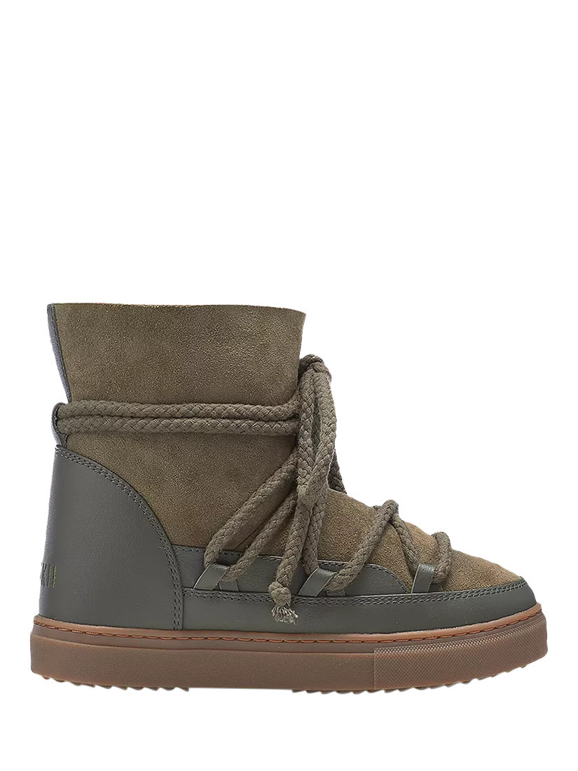 INUIKII Classic Leather Blend Trainer Boots, Olive Green | John Lewis (UK)
