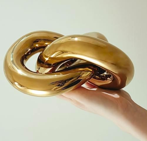 Large Ceramic Gold Knot Statue Décor, Gold Coffee Table Decor, Multi-Angle Abstract Geometric Sc... | Amazon (US)