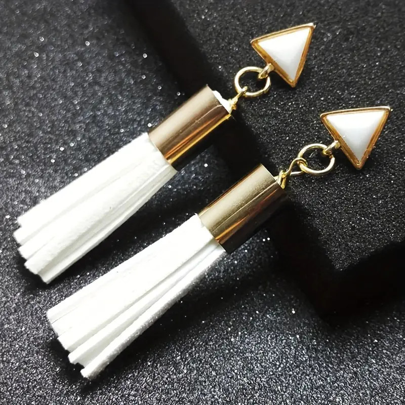 PU Leather Tassel Dangle Earrings Elegant Cute Style Alloy Jewelry Trendy Holiday Ear Ornaments | Temu Affiliate Program
