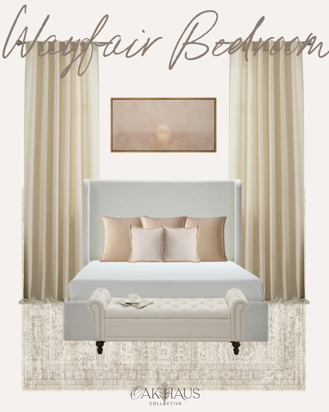 Wayfair, Bedroom, Curtains, Bed, Pillows, Rug, Bench, Painting, Modern, Classic, Home

#LTKHome #LTKgrwm #LTKdayinmylife