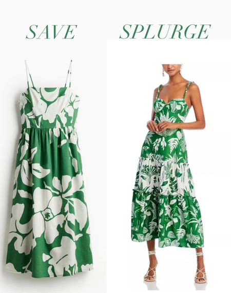 Save or splurge on pretty green print summer dress!  Spring dress 
Graduation dress 
Vacation dress 

#LTKSeasonal #LTKGiftGuide #LTKmidsize