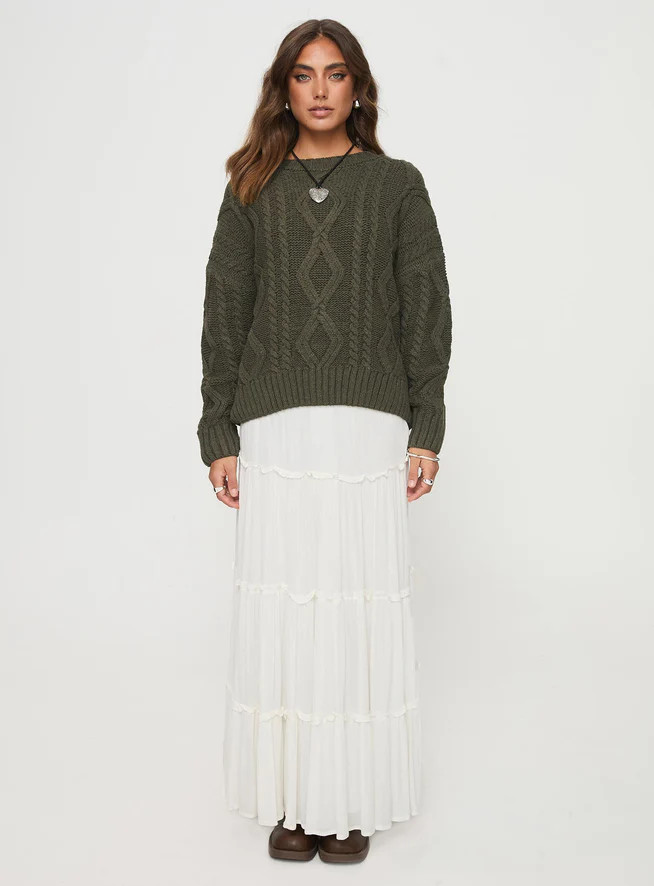 Anaya Oversized Sweater Olive | Princess Polly US