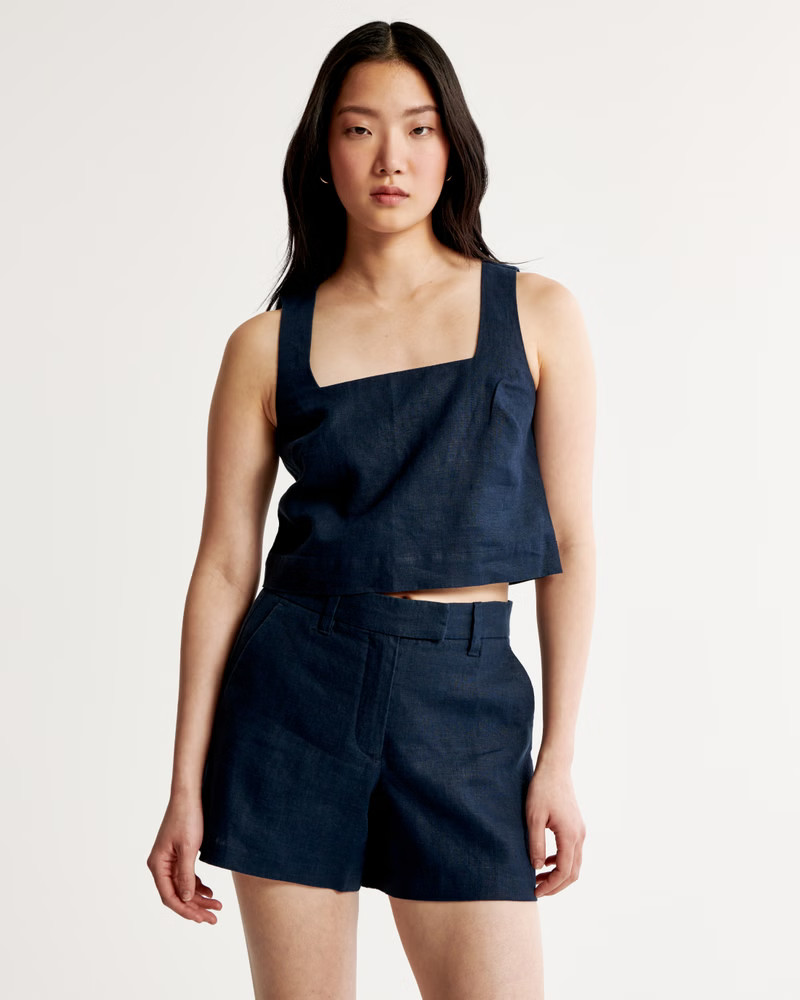 Premium Linen Squareneck Set Top | Abercrombie & Fitch (US)