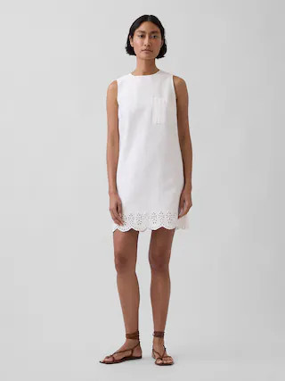 Eyelet Hem Mini Shift Dress | Gap (US)