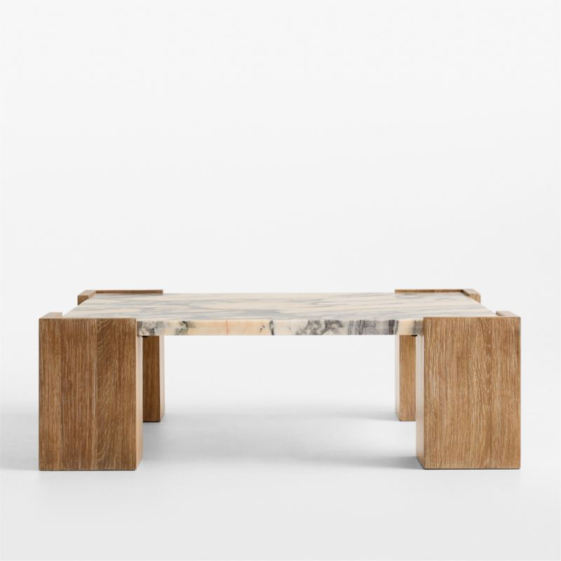 Elysia Marble and Oak 44.5" Square Coffee Table by Jeremiah Brent | Crate & Barrel | Crate & Barrel