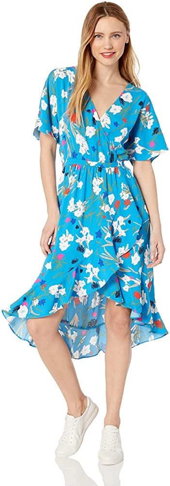 J.Crew Mercantile Women's Short-Sleeve Floral Ruffle Wrap Midi Dress | Amazon (US)