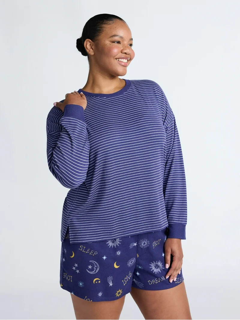 Joyspun Women's Cozy Lounge Collection Hacci Knit Sleep Top with Long Sleeves, Sizes XS-3X | Walmart (US)