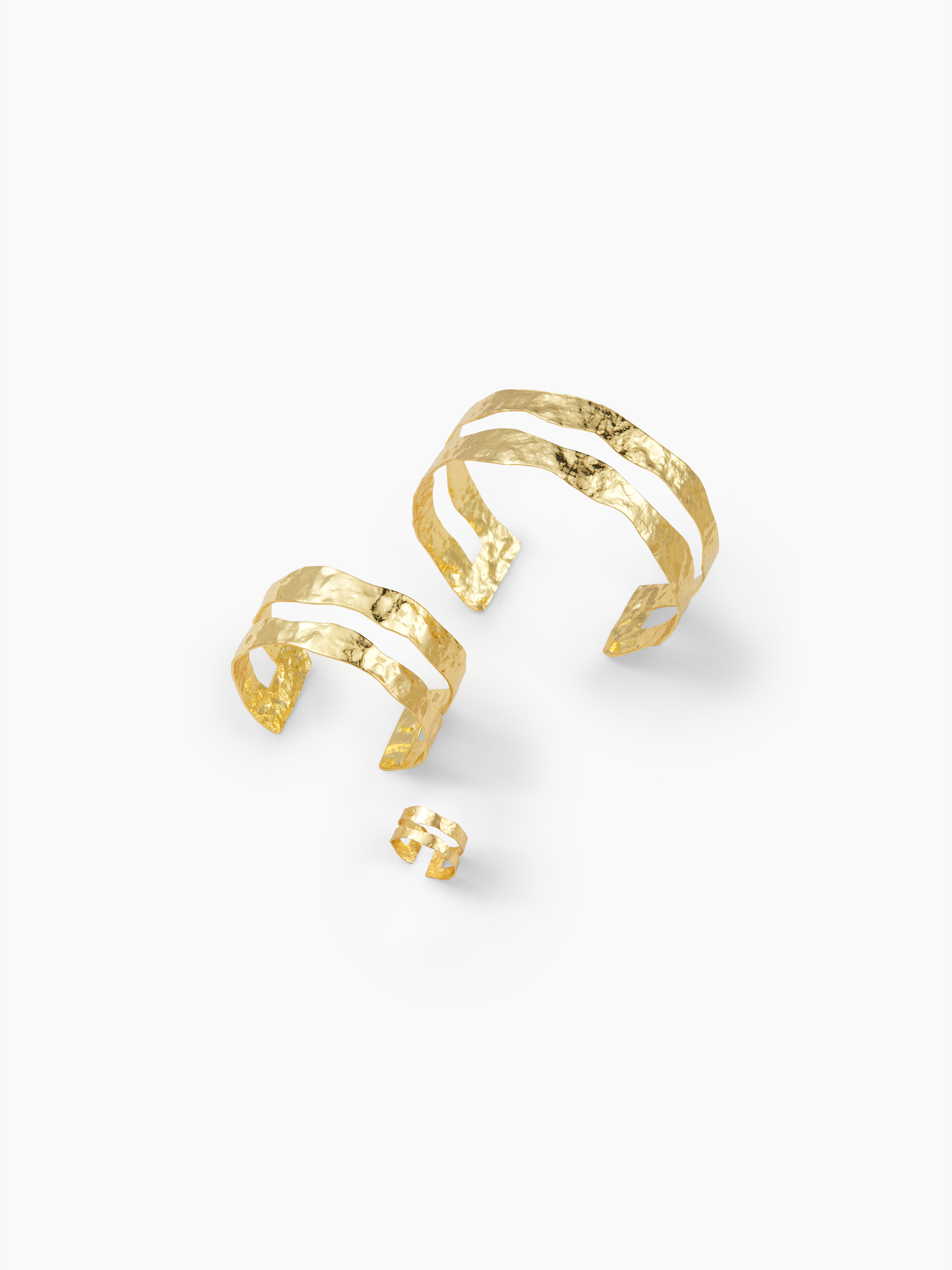 TEXTURED DOUBLE-LAYERED CUFF BRACELET & RING SET | Cider