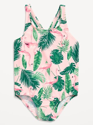 Printed One-Piece Henley Swimsuit for Toddler Girls | Old Navy (US)