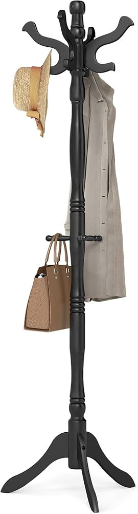 VASAGLE Coat Stand, Solid Wood Freestanding Coat Rack with 11 Hooks, Hall Tree for Bags, Purses, ... | Amazon (US)