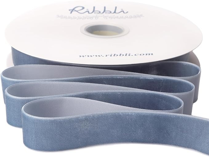 Ribbli Dusty Blue Velvet Ribbon 1 Inches Continuous 25 Yard Spool Dusty Blue Christmas Ribbon for... | Amazon (US)