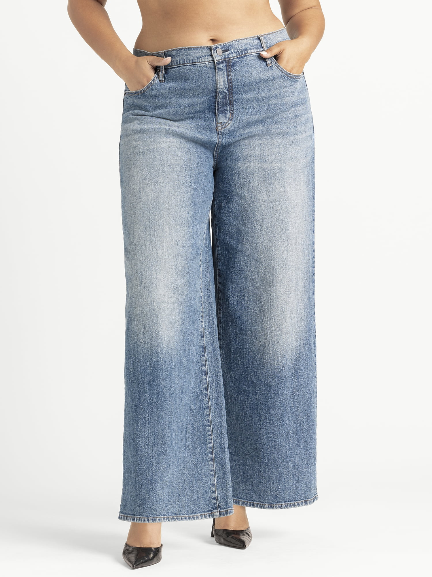 Jessica Simpson Women's Plus Freesia Wide Leg Jeans, Sizes 16W-24W | Walmart (US)