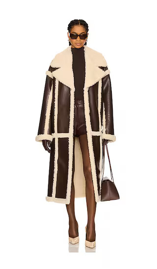 Wayne Faux Shearling Coat in Brown | Revolve Clothing (Global)