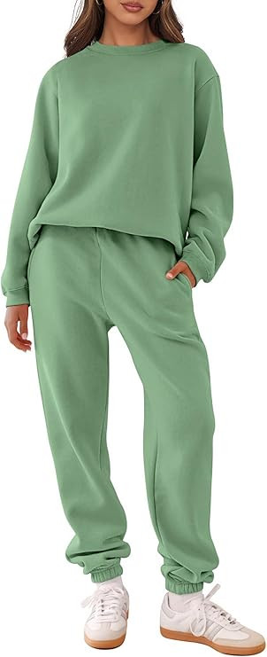 ANRABESS Women's Two Piece Outfits Lounge Set Long Sleeve Crewneck Sweatshirt Jogger Pants Tracks... | Amazon (US)