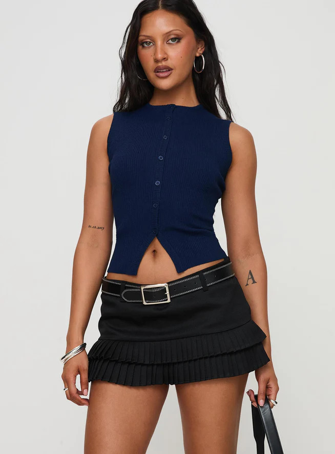 Deei Double Ruffle Mini Skort Onyx | Princess Polly US
