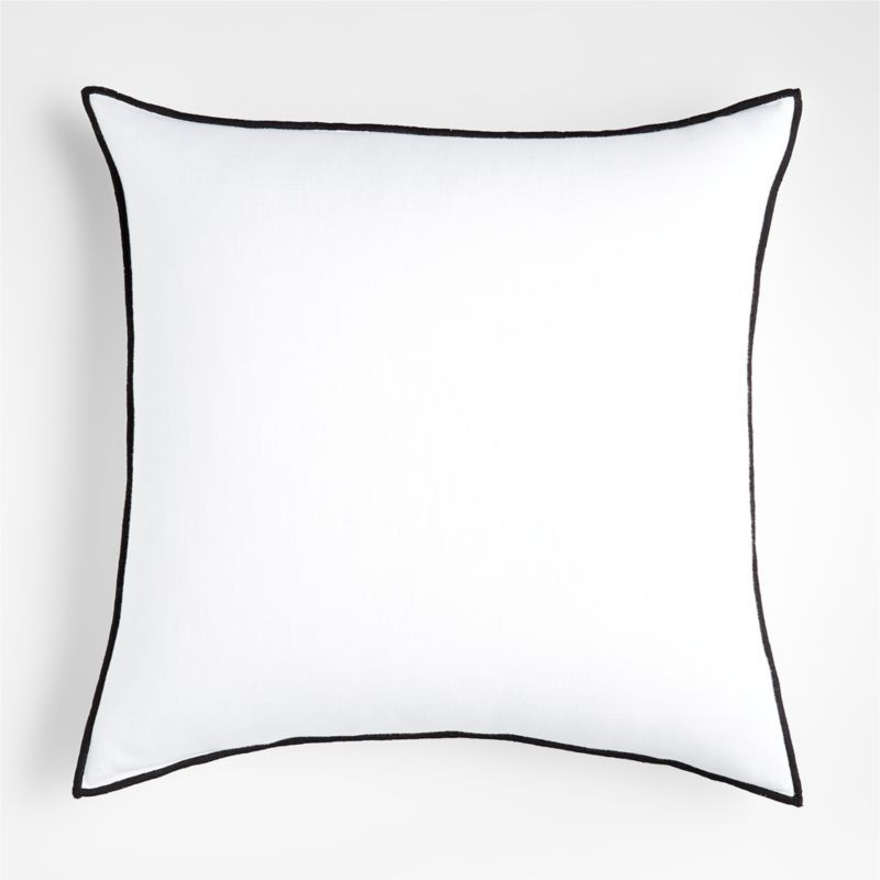 Black and White 23" Merrow Stitch Cotton Pillow with Down-Alternative Insert + Reviews | Crate an... | Crate & Barrel