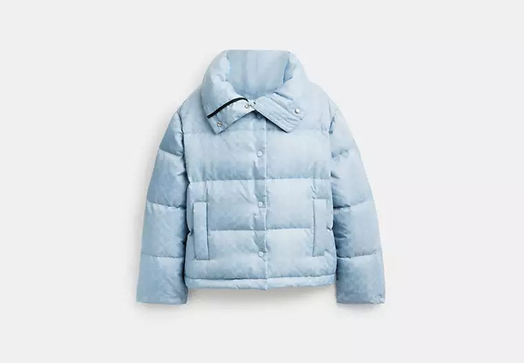 Signature Jacquard Short Puffer In Recycled Polyamide | Coach Outlet US