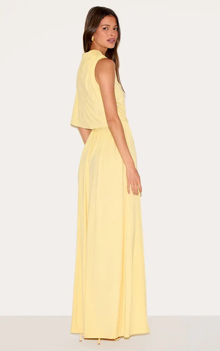 Lemon Layered Ruched Maxi Dress | PrettyLittleThing US