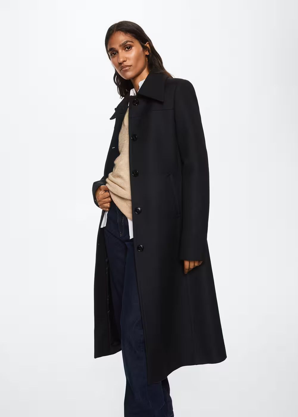 Fitted coat with buttons -  Women | Mango USA | MANGO (US)