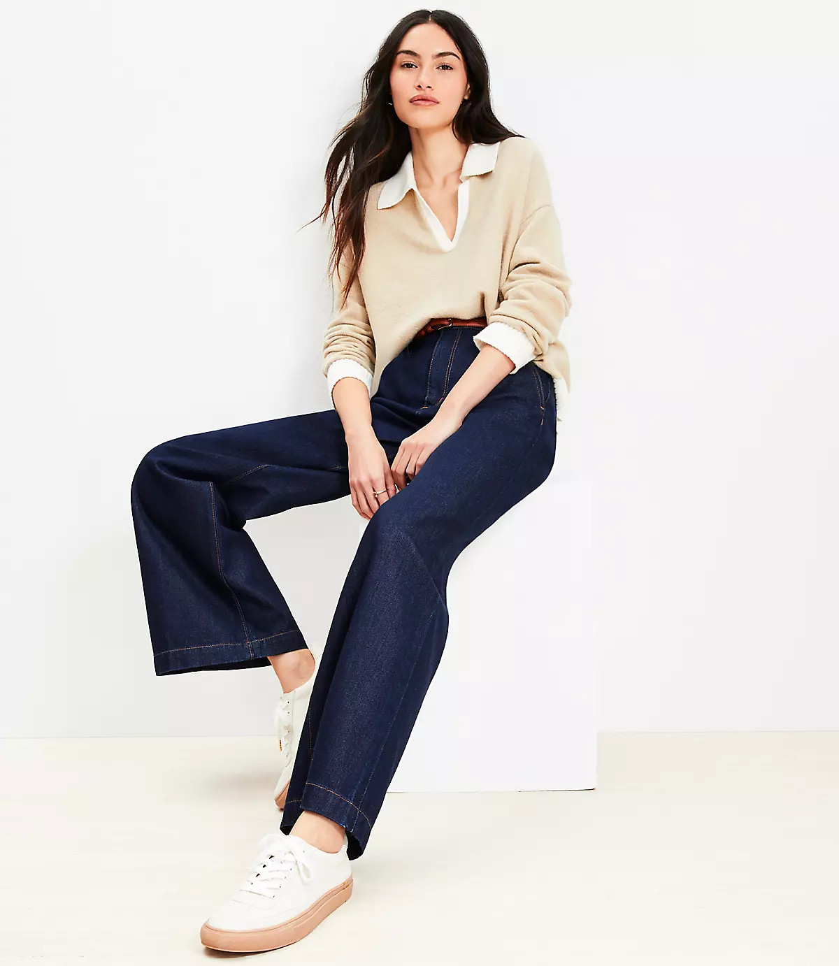 Colorblock V-Neck Sailor Sweater | LOFT