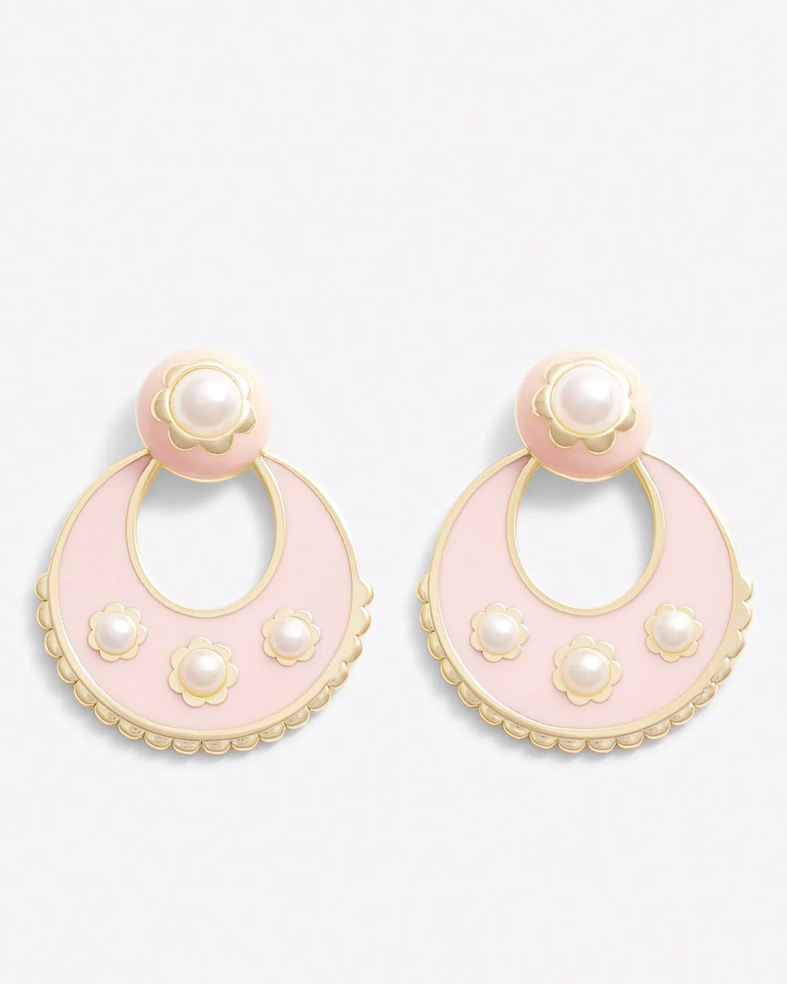 Enamel and Pearl Doorknocker Earrings | Draper James (US)