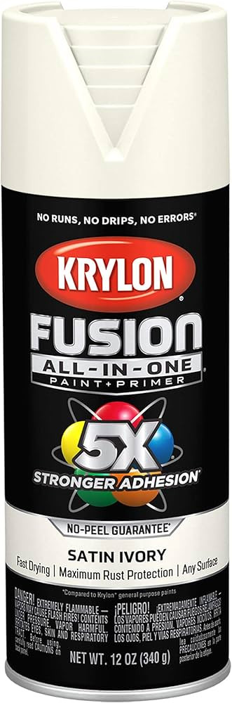 12 oz Krylon K02739007 Ivory Fusion All-In-One Paint & Primer Spray Paint, Satin | Amazon (US)