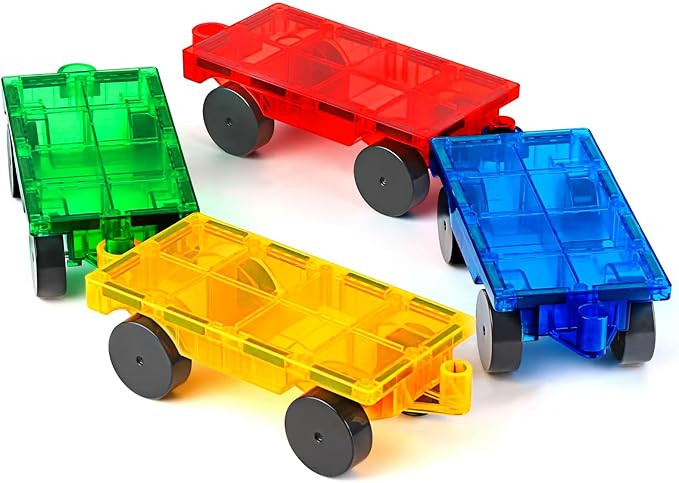 Magnetic Tiles Cars Construction Set - 4 PCS Magnetic Tiles Magnet Bricks Truck Sensory Toys, Edu... | Amazon (US)
