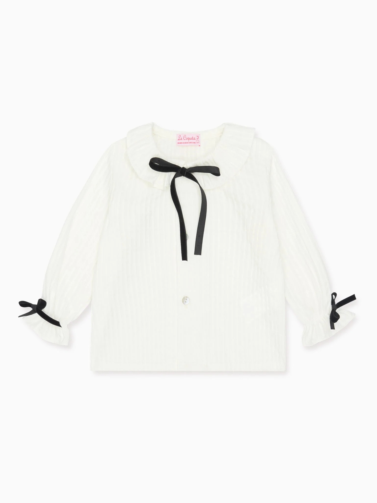 White Betty Long Sleeve Baby Girl Shirt | La Coqueta (US)