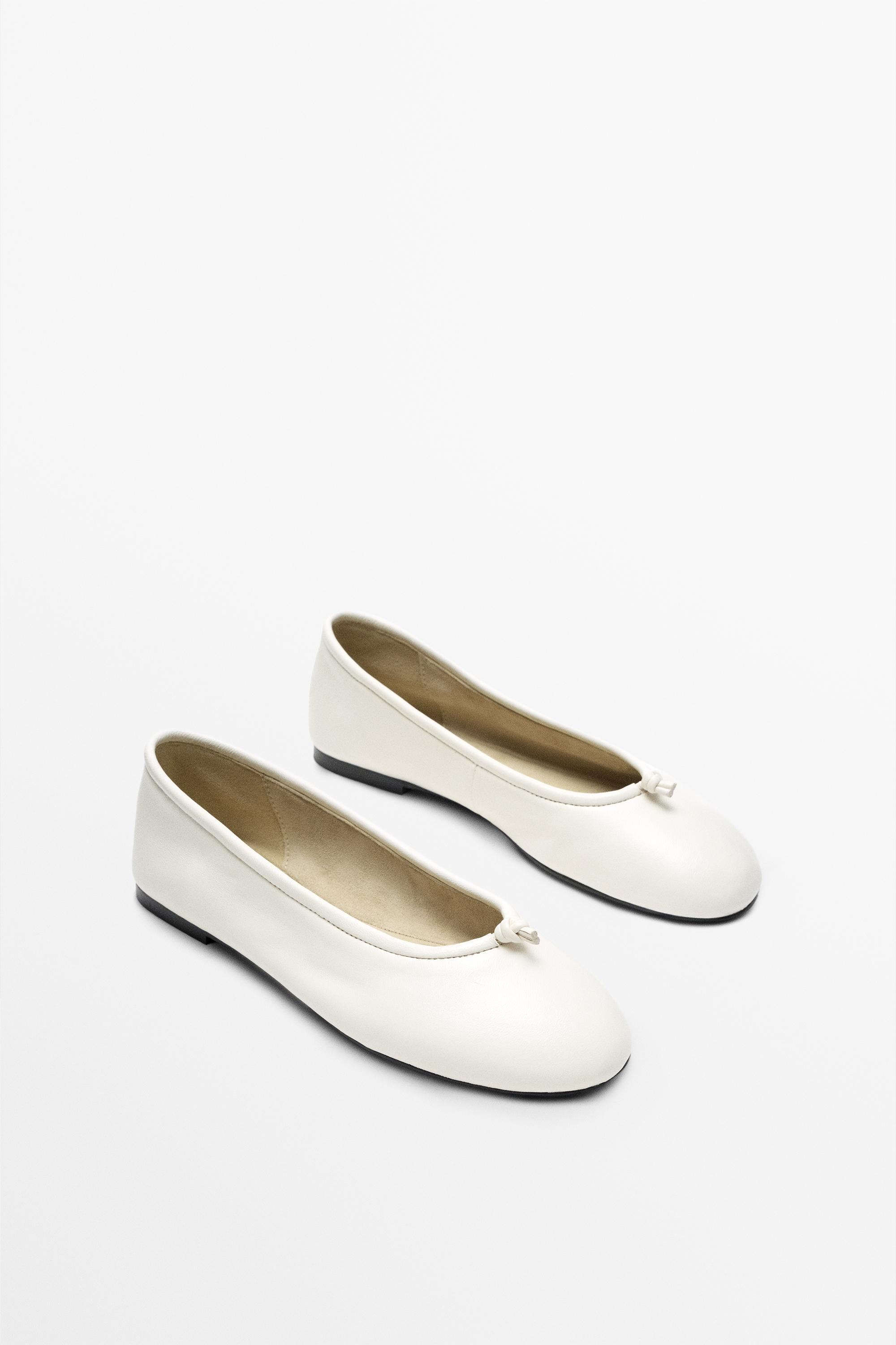 Knotted leather ballet flat | Massimo Dutti UK