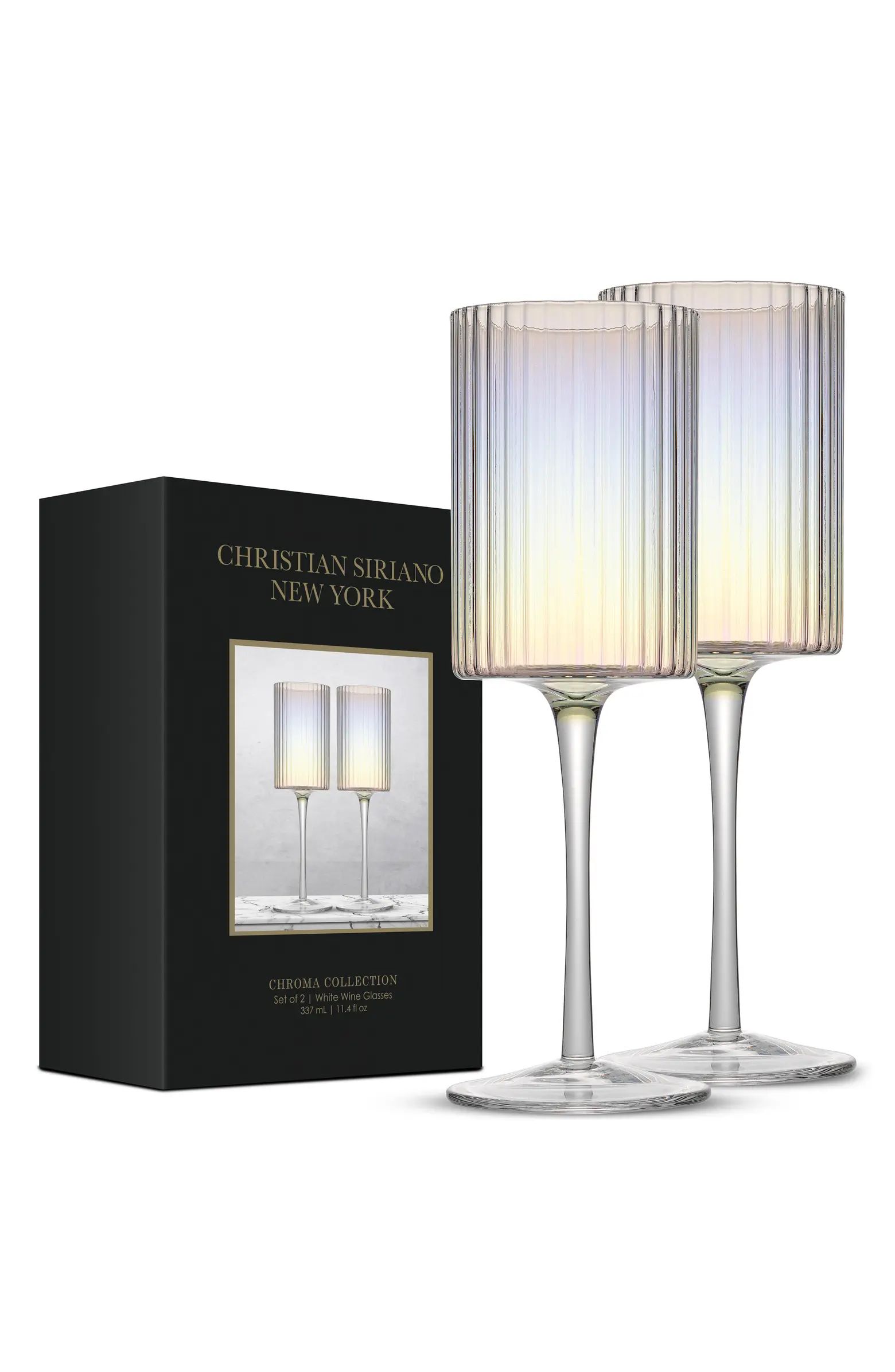 Christian Siriano Set of 2 Stunning Chroma Iridescent Wine Glasses | Nordstrom Rack