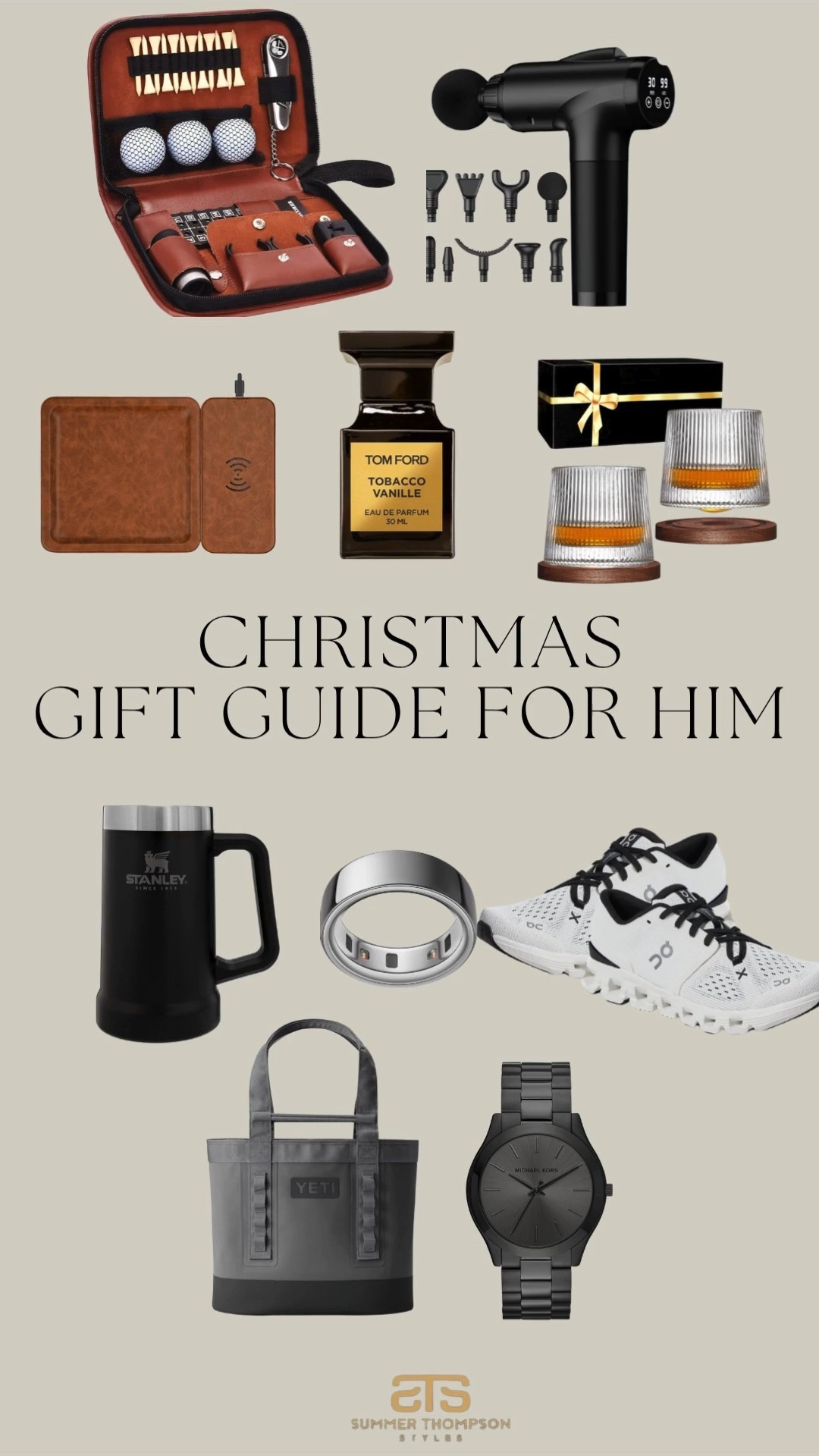Gifts he’ll actually use this season.

Stanley mug. Yeti cooler tote. Tom Ford cologne. Massage gun. Black watch. Golf set. Sneakers. Leather charger pad. Whiskey glasses.

#GiftGuideForHim #HolidayGifts #MensGiftIdeas #ChristmasShopping #HolidayInspo


#LTKHoliday #LTKGiftGuide #LTKSeasonal