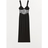 Zara - Midi Dress With Lace Detail - Black - M - Woman | Zara UK