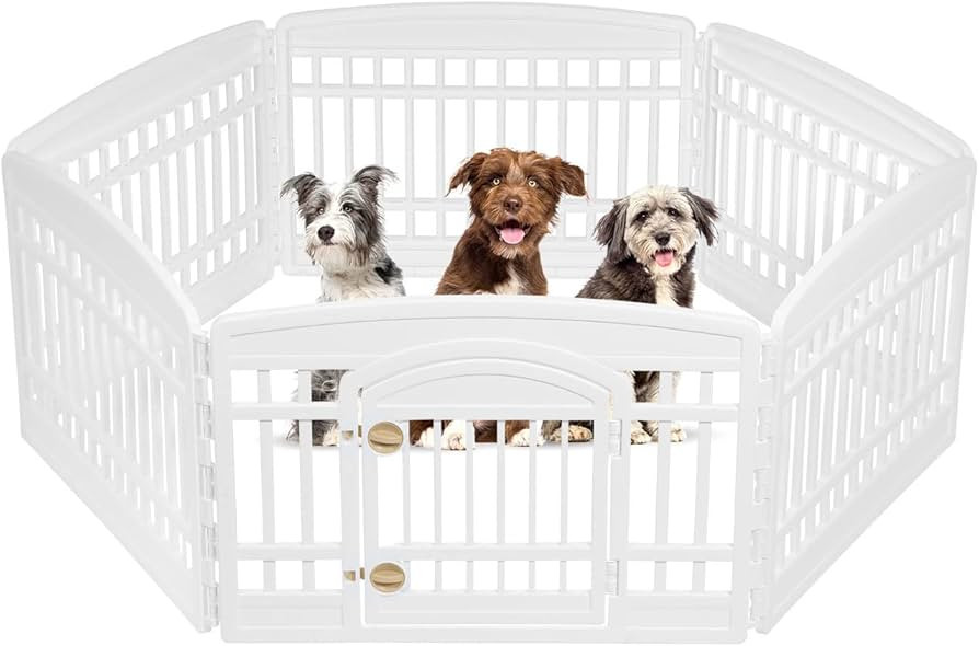 IRIS USA Dog Playpen, 6-Panel 24" Pet Playpen with Door, Puppy Playpen, Indoor/Outdoor Dog Pen, 6... | Amazon (US)
