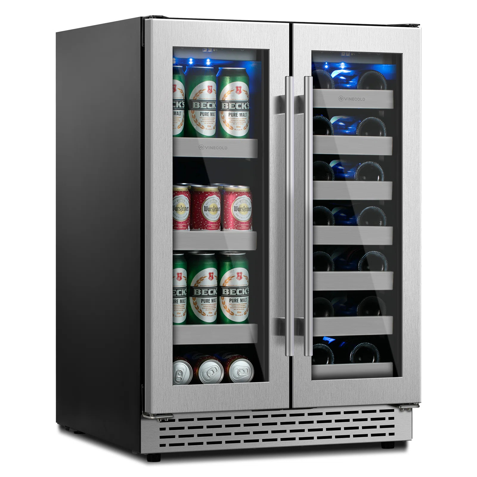 24 Inch Wine And Beverage Refrigerator, 20 Bottle & 88 Cans Dual Zone Built-in/freestanding Bever... | Wayfair North America