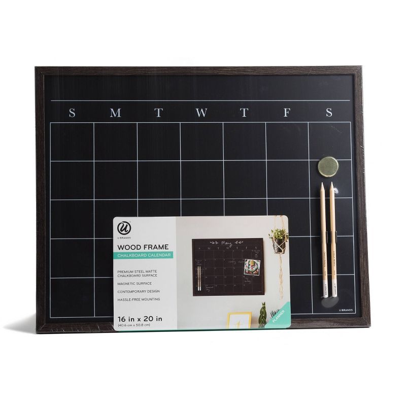U Brands 16"x20" Wood Frame Chalkboard Calendar | Target