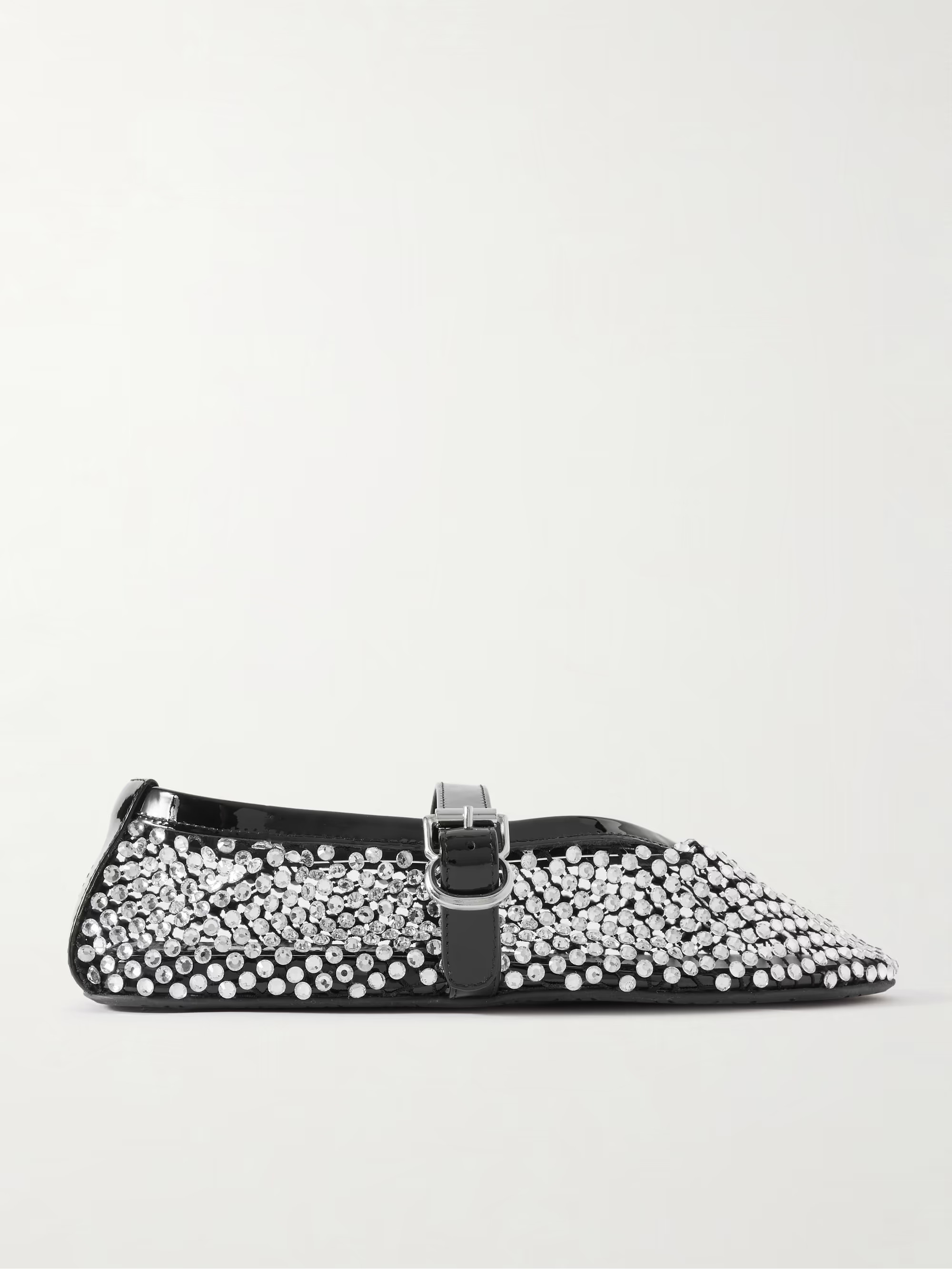 Crystal-embellished patent leather-trimmed mesh ballet flats | NET-A-PORTER (UK & EU)
