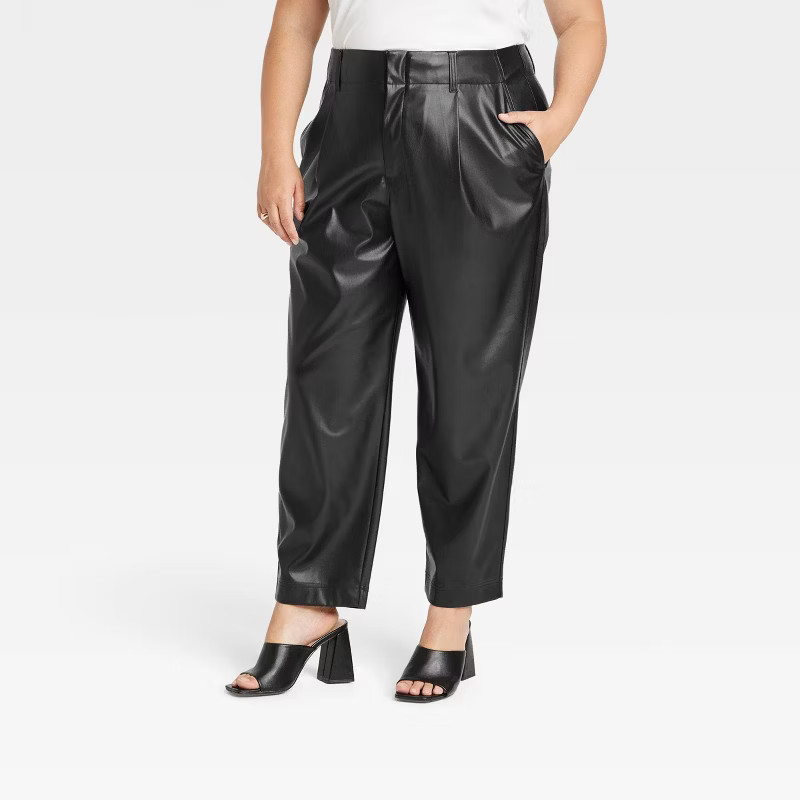 Women's High-Rise Faux Leather Tapered Ankle Pants - A New Day™ | Target