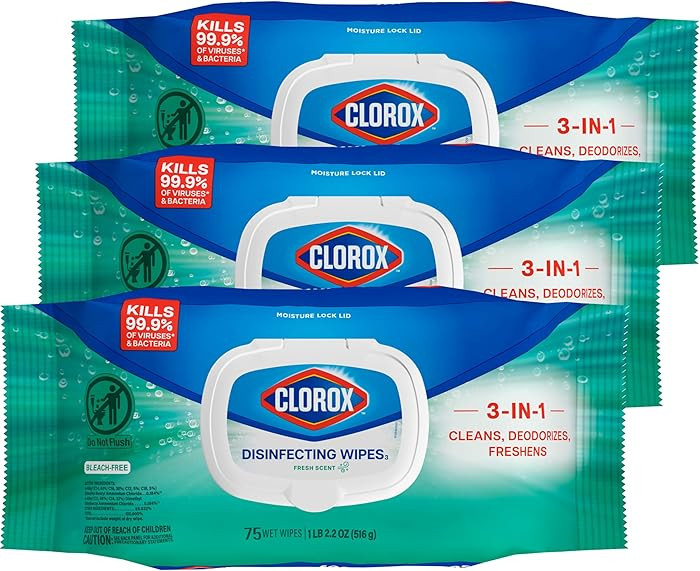 Clorox Disinfecting Wipes Flex Pack, Bleach Free, Fresh Scent, 75 Count, Pack of 3 (Pack May Vary... | Amazon (US)