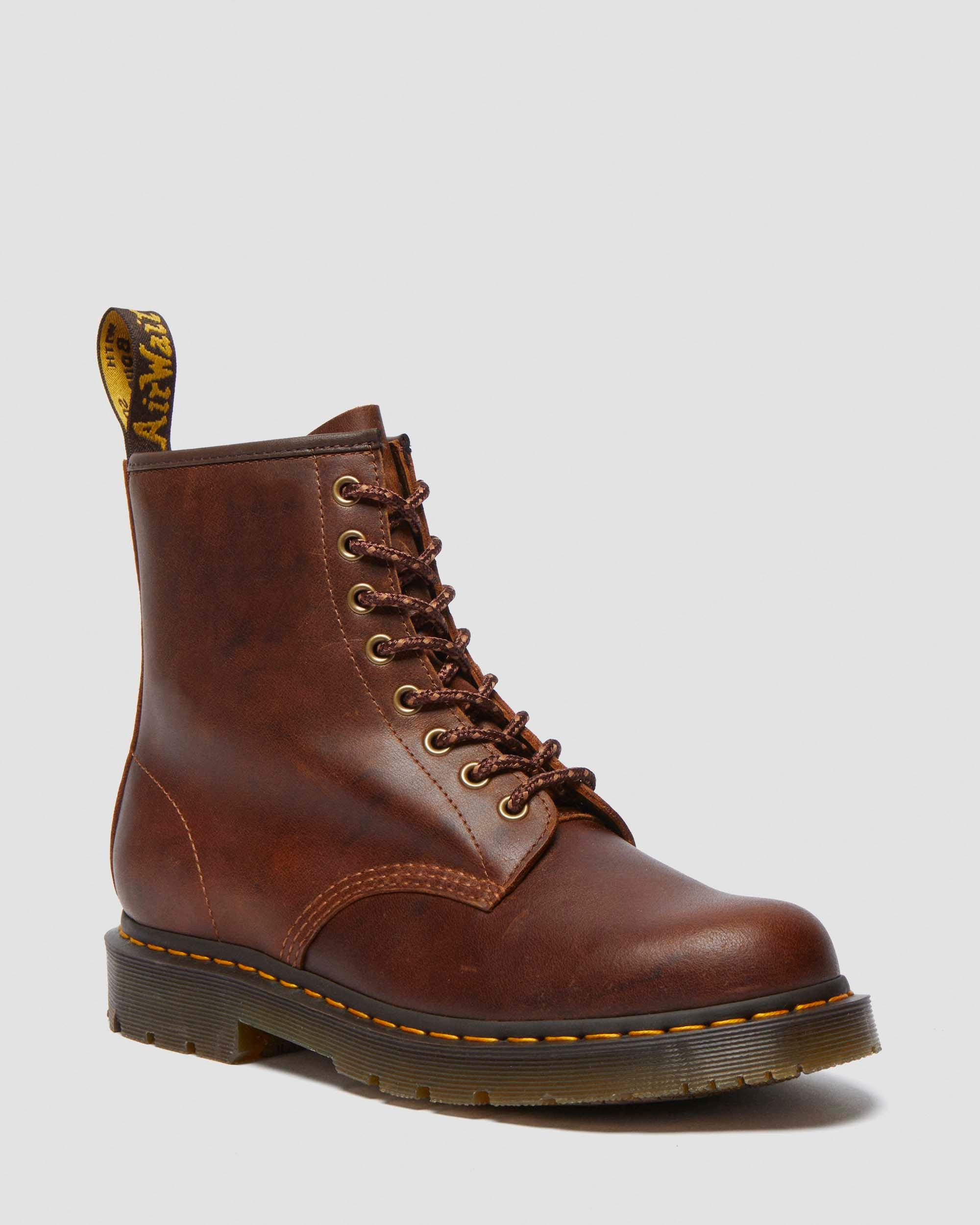 1460 Slip Resistant Leather Lace Up Boots in Dark Tan | Dr. Martens | Dr. Martens