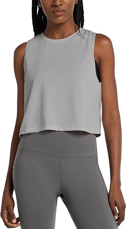 BALEAF Women's Crop Tops Workout Cropped Tank Tops Athletic Muscle Shirts | Amazon (US)