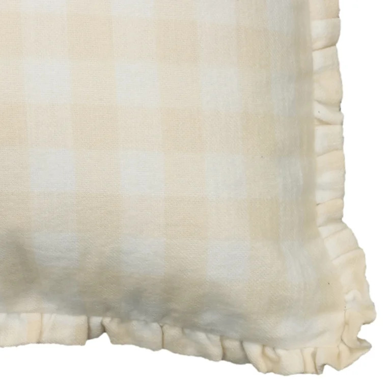 The Pioneer Woman Woven Gingham with Ruffle Pillow- Beige | Walmart (US)