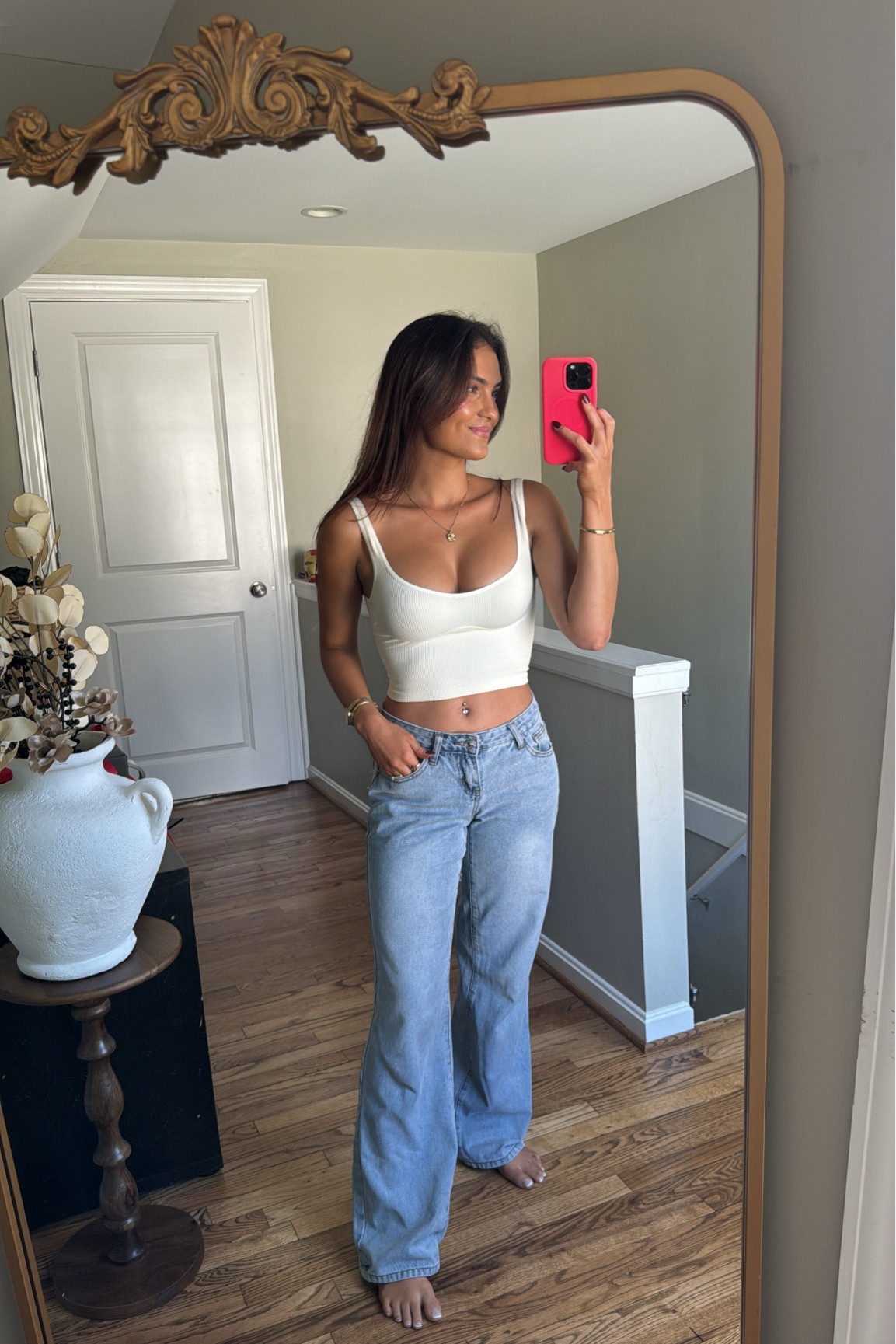 My favorite low rise jeans and ripped tank top