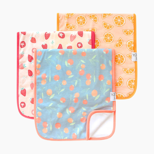 Copper Pearl Printed Burp Cloth Set in Clementine | 100% Cotton | Babylist