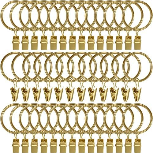 AMZSEVEN 40 Pack Metal Curtain Rings with Clips, Drapery Clips Hooks, Decorative Curtain Rod Clip... | Amazon (US)