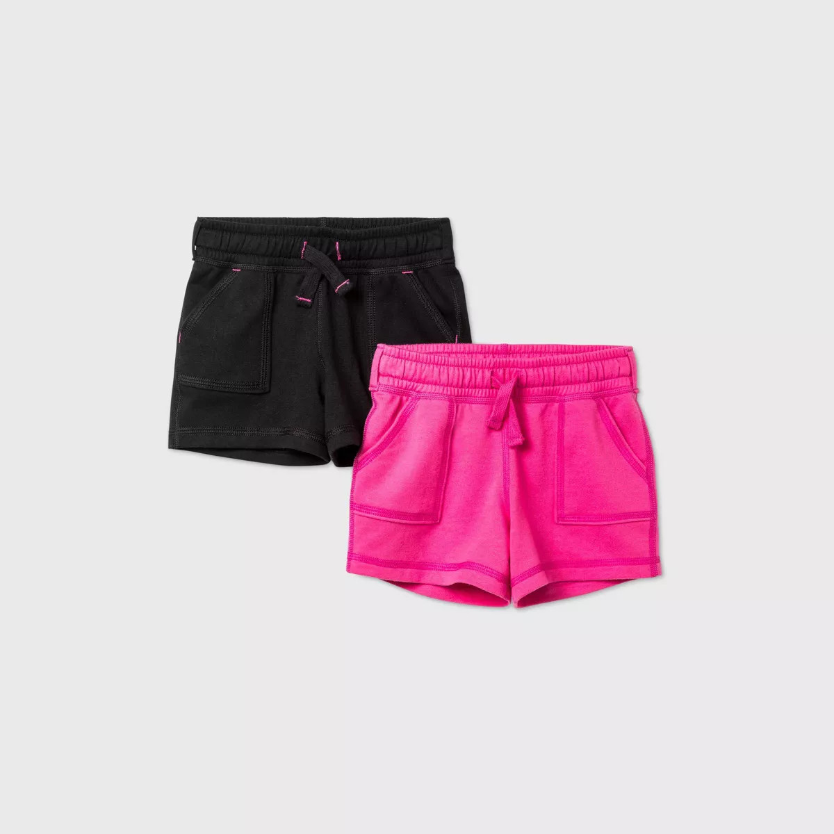 Toddler Girls' 2pk Adaptive Knit Shorts - Cat & Jack™ Black/Pink | Target