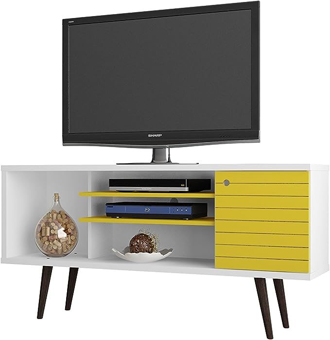 Manhattan Comfort Liberty Collection Mid Century Modern TV Stand With One Cabinet and Three Open ... | Amazon (US)