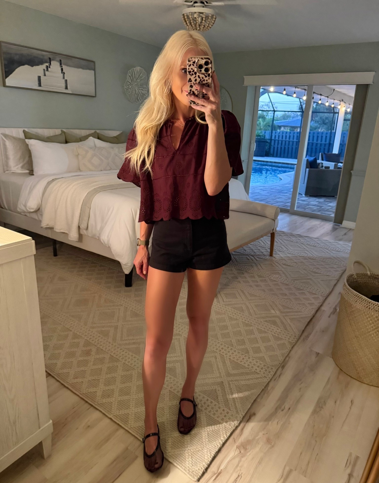 Fall Florida fit. I wore this to lunch today but you can easily swap black shorts for pants, I linked several options. I’m wearing Caroline Constas blouse in size XS, I linked similar. Target sailor shorts in size 0. 

#LTKOver40 #LTKootd